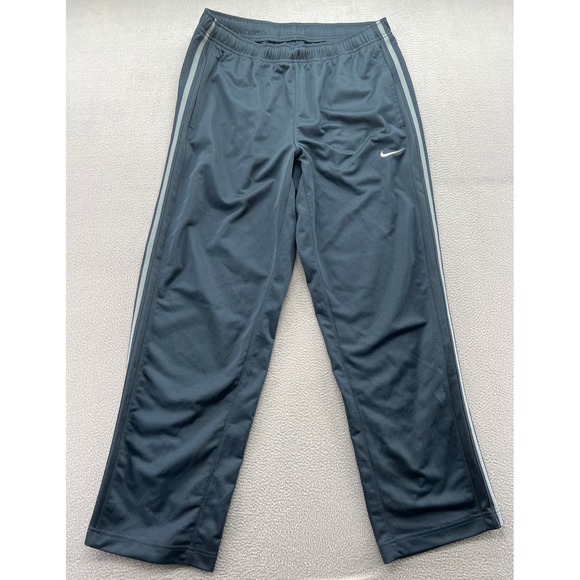 Nike Mens Track Pants Navy Blue Grey Stripe Athletic Training Joggers Sz L